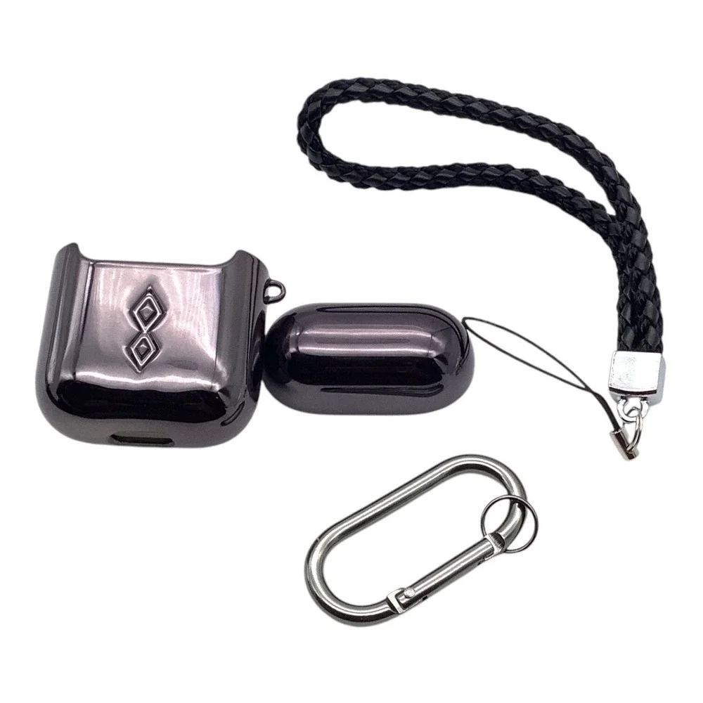 Luxury Plating Protective AirPods Case Cover With Braided Strap & Carabiner Clip